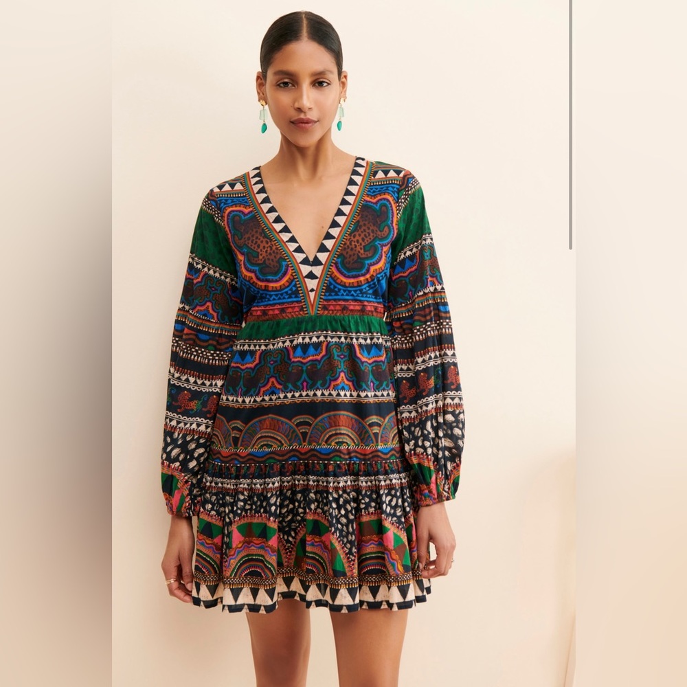 NWOT Farm Rio V-Neck Printed Tunic Dress